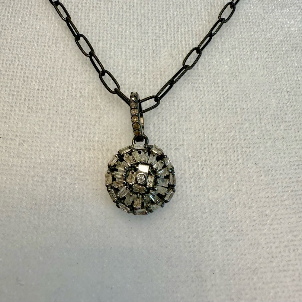 BLOOM JEWELRY BAGUETTE DIAMOND WHEEL PAPERCLIP NECKLACE